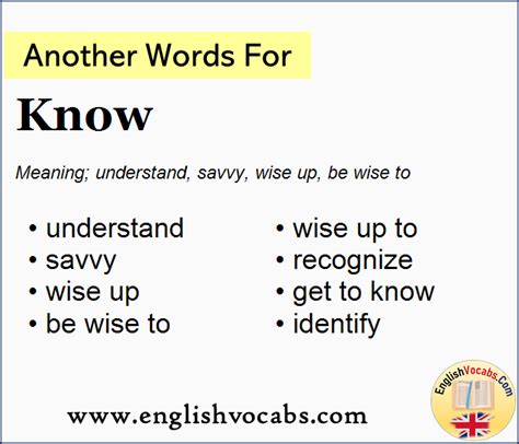 another word for know.